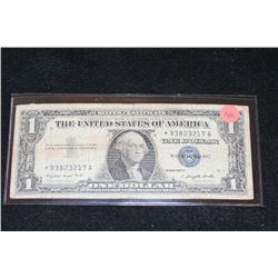 1957-A US Silver Certificate $1, Blue Seal, # *93823217A; Star Note