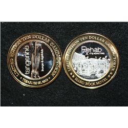 Hard Rock Hotel & Casino Limited Edition Two-Tone $10 Gaming Token "RehabX-It's Addicting", .999 Fin