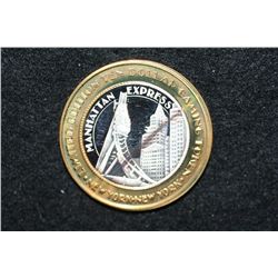 New York New York Limited Edition Two-Tone $10 Gaming Token "Manhattan Express", .999 Fine