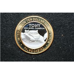 Palms Casino Limited Edition Two-Tone $10 Gaming Token "Tony-2003 NHRA Champion", .999 Fine