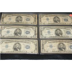 1934-A US Silver Certificate $5, Blue Seal, #I15794679A, #H97755823A, #J27798440A, #I34377012A, #J68