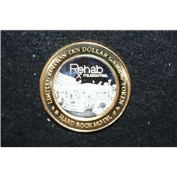 Hard Rock Hotel & Casino Limited Edition Two-Tone $10 Gaming Token  RehabX-It's Addicting , .999 Fin