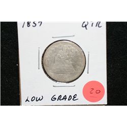1857 Seated Liberty Quarter, Low Grade
