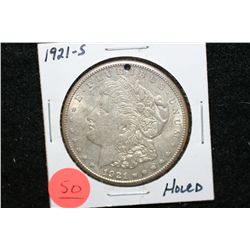 1921-S Silver Morgan $1, Holed