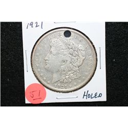 1921 Silver Morgan $1, Holed