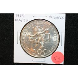 1968 Mexico Olympic 25 Pesos Foreign Coin Ley 0.720