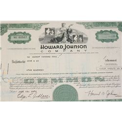Howard Johnson Co. Stock Certificate dated 1973