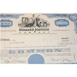 Howard Johnson Co. Stock Certificate dated 1973