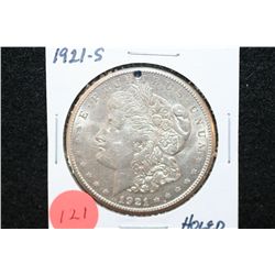 1921-S Silver Morgan $1, Holed