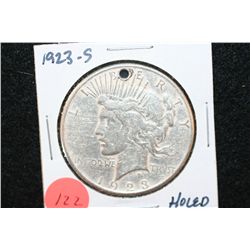 1923-S Peace $1, Holed