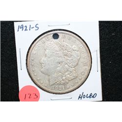 1921-S Silver Morgan $1, Holed