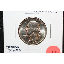 1957 Washington Quarter, BU, Choice Toned