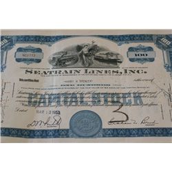 Seatrain Lines Inc. Stock Certificate dated 1953