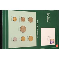 Kingdom of Morocco; Coin Sets of All Nations W/Stamp dated 1985
