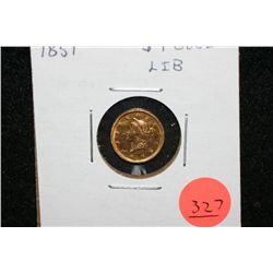1851 Liberty $1 Gold Coin