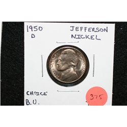 1950-D Jefferson Nickel, Choice BU