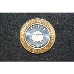 Las Vegas Hilton Limited Edition Two-Tone $10 Gaming Token, .999 Fine