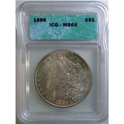 1886 MORGAN DOLLAR ICG MS-64