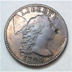 1794 LARGE CENT VF/XF DETAILS - OLD PLUG