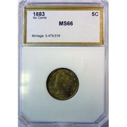 1883 NO CENTS LIBERTY NICKEL PCI MS-66