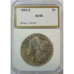 1892-S MORGAN DOLLAR PCI AU-50