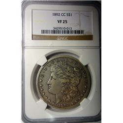 1892-CC MORGAN DOLLAR NGC VF-25