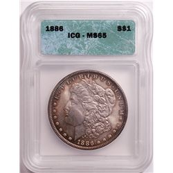 1886 MORGAN DOLLAR ICG MS-65 GREAT COLOR