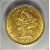 Image 2 : 1879 $5 LIBERTY GOLD PCGS AU-58