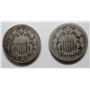 Image 1 : 2 scarce Shield nickels--1871 Good