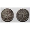 Image 2 : 2 scarce Shield nickels--1871 Good