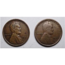 (2)  1911S  Lincoln pennys  Fine and a VF