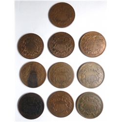 (10)  2 cent coins Good or better no junk