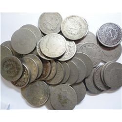 Roll (40) 1893  V nickel  avg circ-yes some are dark or not full rim