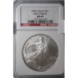 2006 silver Eagle  NGC First Strikes  NGC69