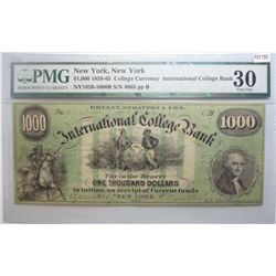 A $1000 College tuition  currency from International College Bank