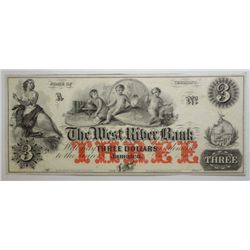 Jamaica Vermont $3  broken bank note The West River Bank