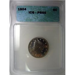1904 LIBERTY NICKEL ICG PROOF 65 GEM!