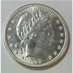 1907 BARBER QUARTER CH BU MS-64