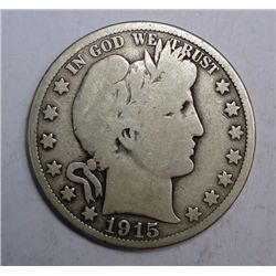 1915 BARBER HALF DOLLAR VG