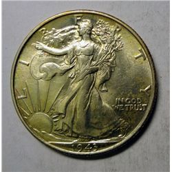 1943 WALKING LIBERTY HALF DOLLAR BU