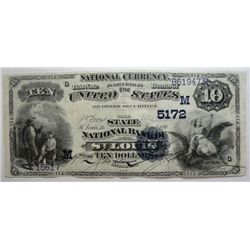 $10 National currency 2nd charter 1882-1908 on back  AU