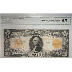 1922  $20 Gold certificate  CGA65