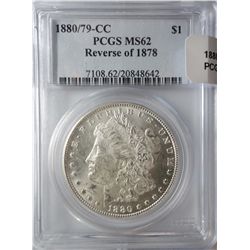 1880/79CC rev 78 Morgan $  PCGS62