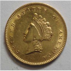 1854  T2 $1 Gold  AU