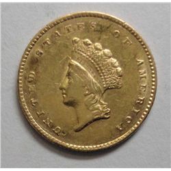 1855  T2 $1 Gold  XF/AU