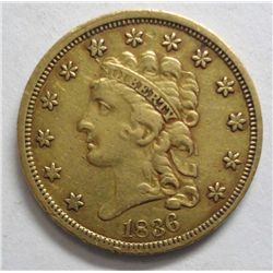 1836 classic head $2 1/2 gold  VF/XF