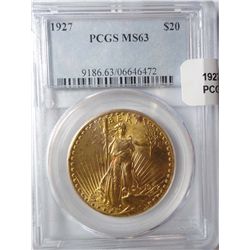1927 $20 GOLD ST. GAUDENS PCGS MS-63