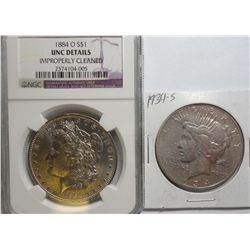 1884O Morgan $ NGC UNC cleaned