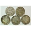 Image 1 : 5 MID GRADE BARBER DIMES