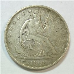 1861-O SEATED HALF DOLLAR XF
